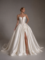 Preview: Satinbrautkleid mit Spitzenkorsage, Beinschlitz und Schleppe
